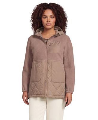 Plus Size High Pile Quilted Mixed Media Parka