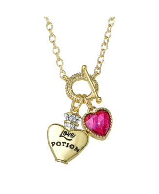 Necklace for Women, Love Potion and Crystal Heart Charms