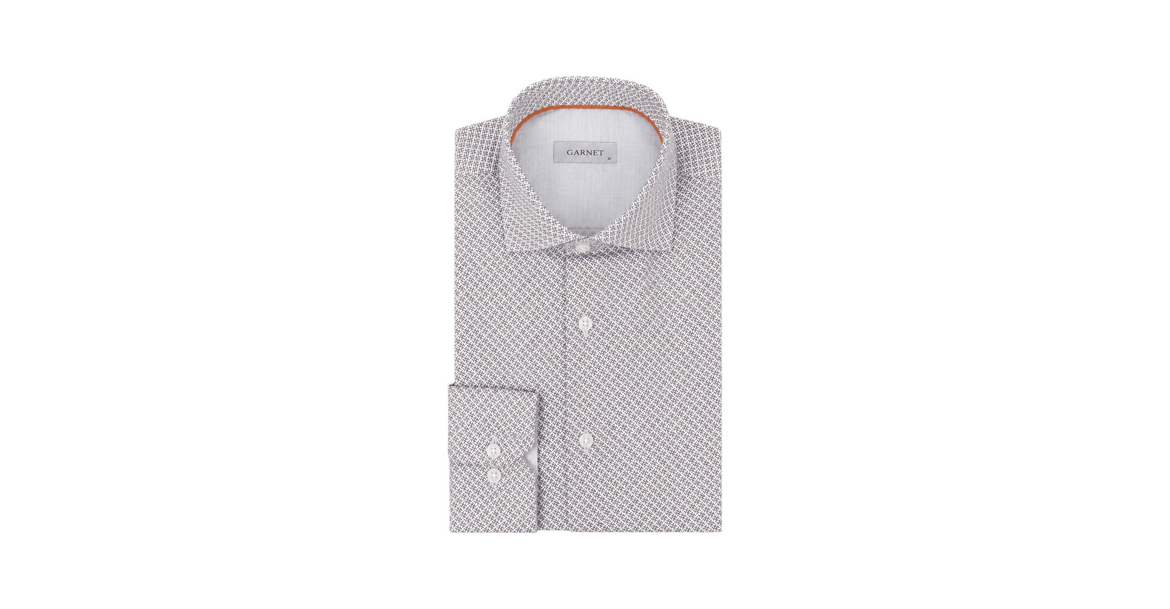 Garnet Men's Clip-Dot Regular-Fit Long-Sleeve Spread Collar Shirt
