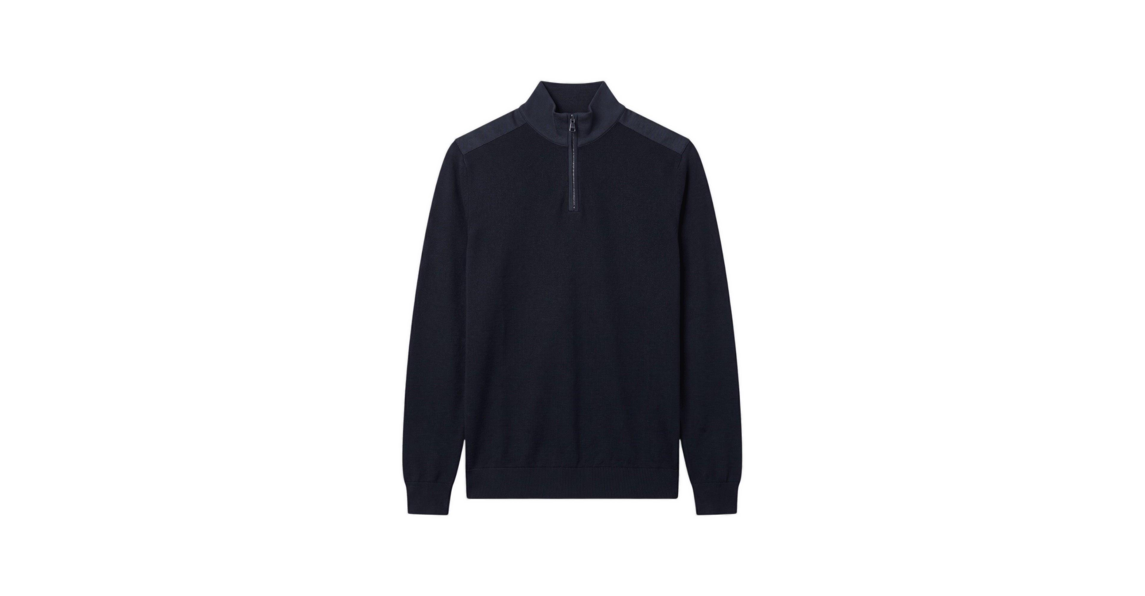 Garnet Men's Huxley Regular-Fit Mock Neck Quarter-Zip Merino Wool Sweater