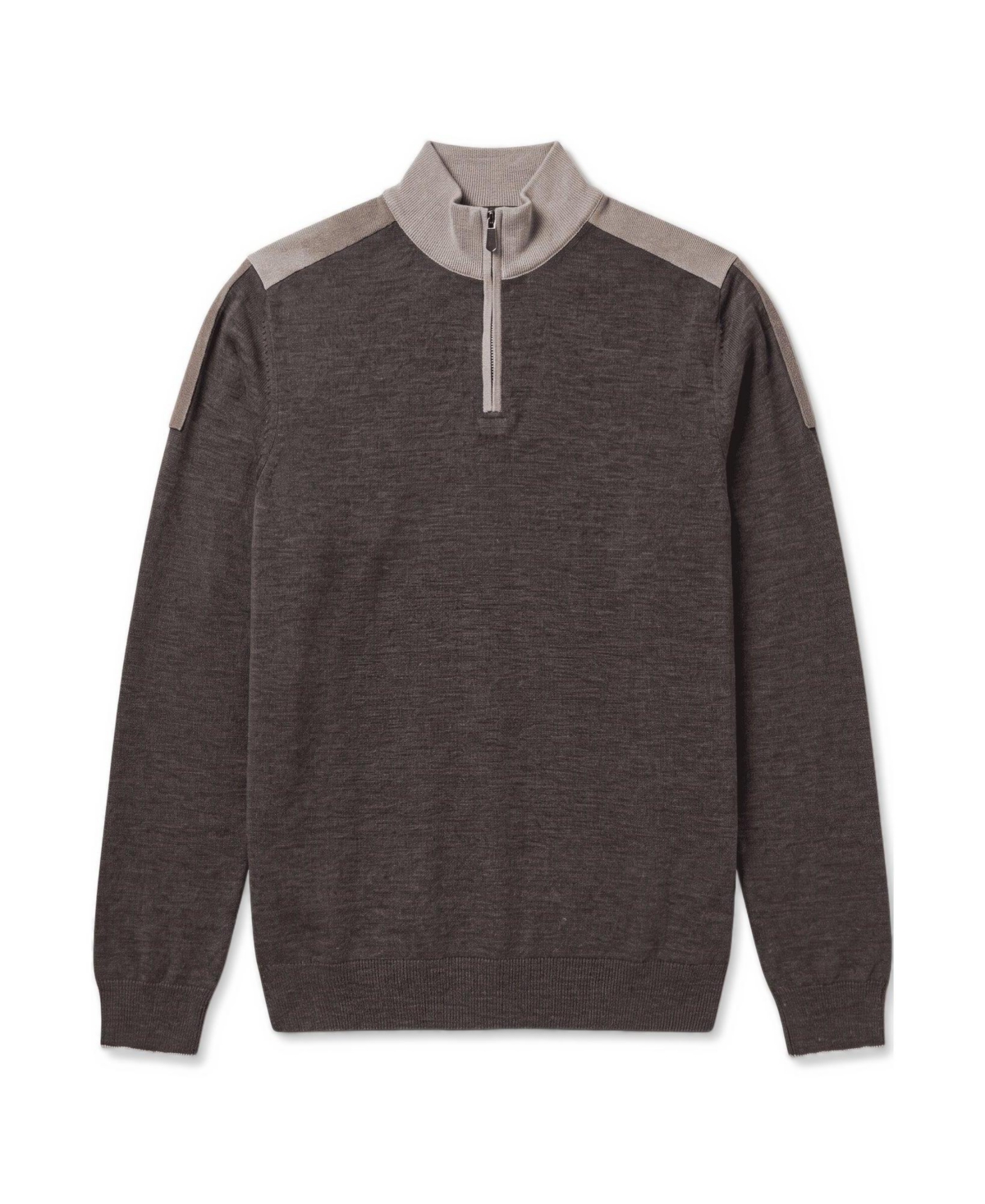 Garnet Men's Huxley Regular-Fit Mock Neck Quarter-Zip Merino Wool Sweater - Taupe