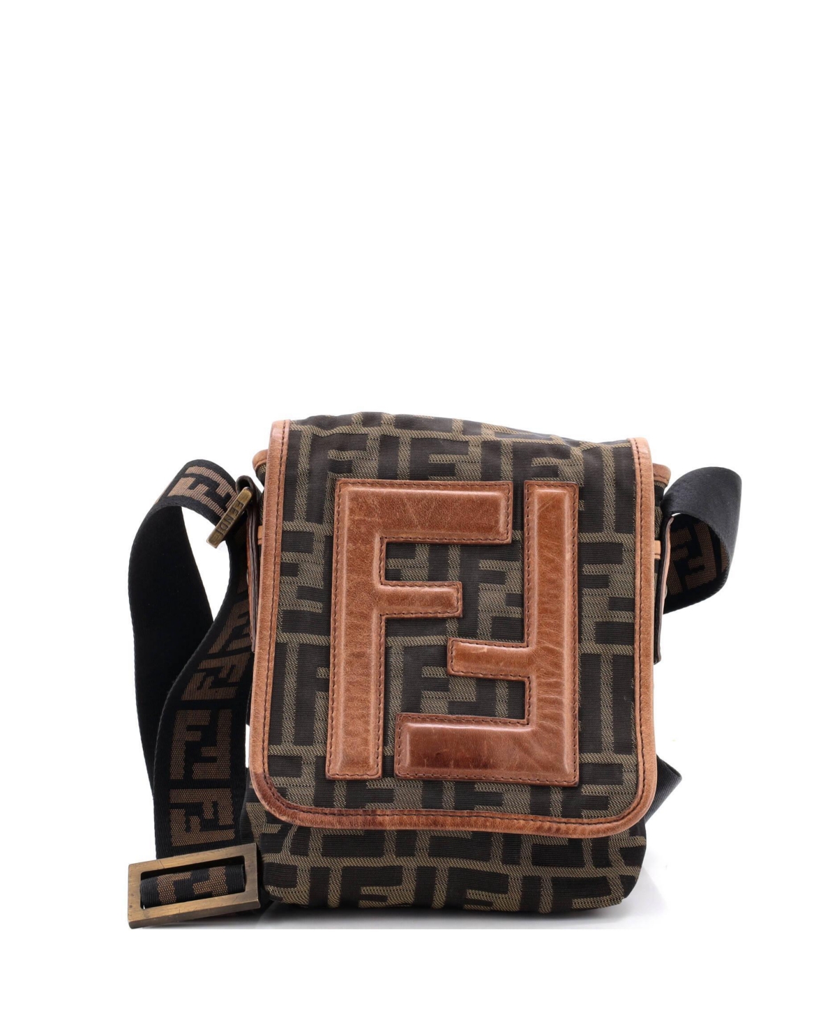 Pre-Owned Fendi Mini Vintage Ff Flap Messenger Bag Zucca Canvas