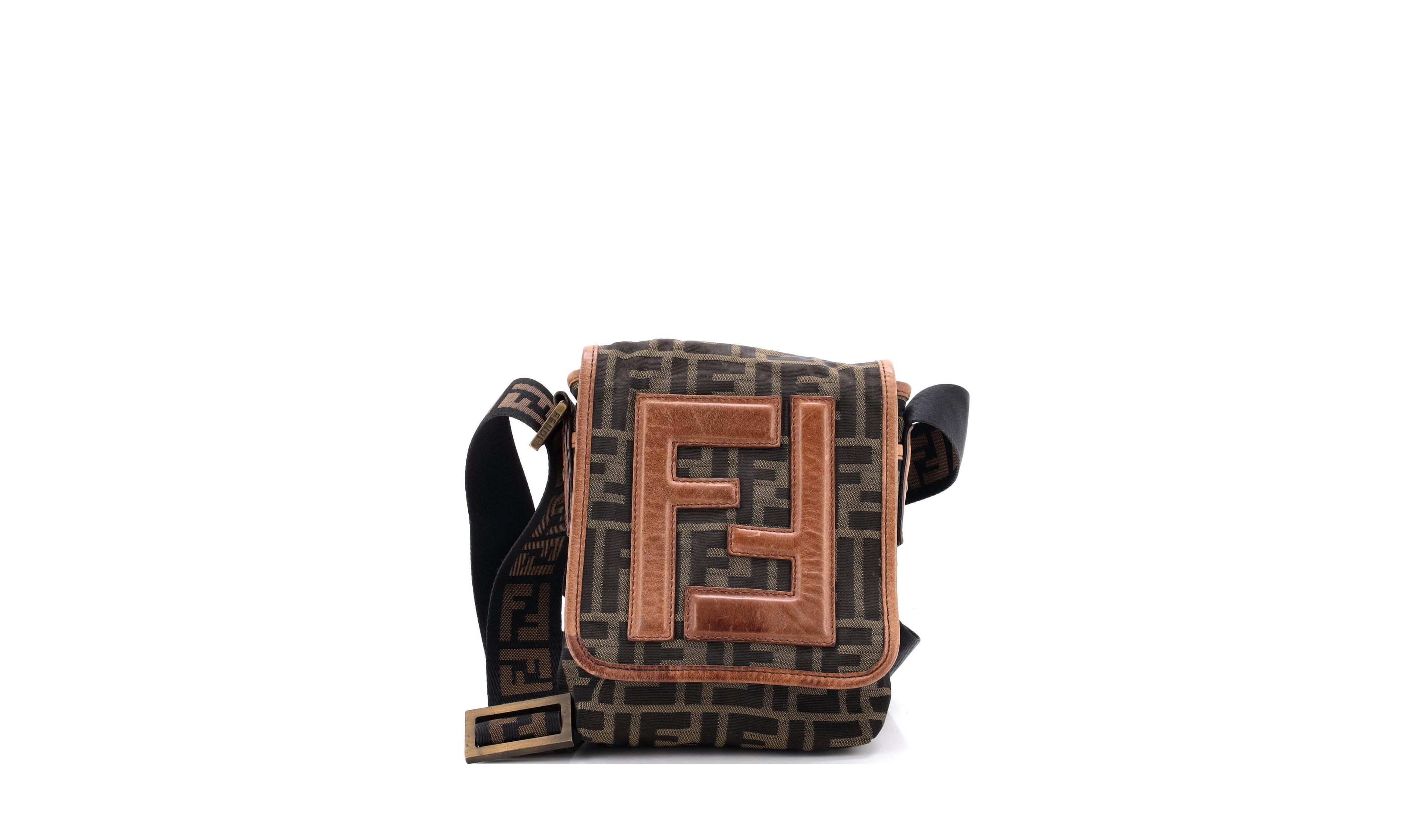 Pre-Owned Fendi Mini Vintage Ff Flap Messenger Bag Zucca Canvas