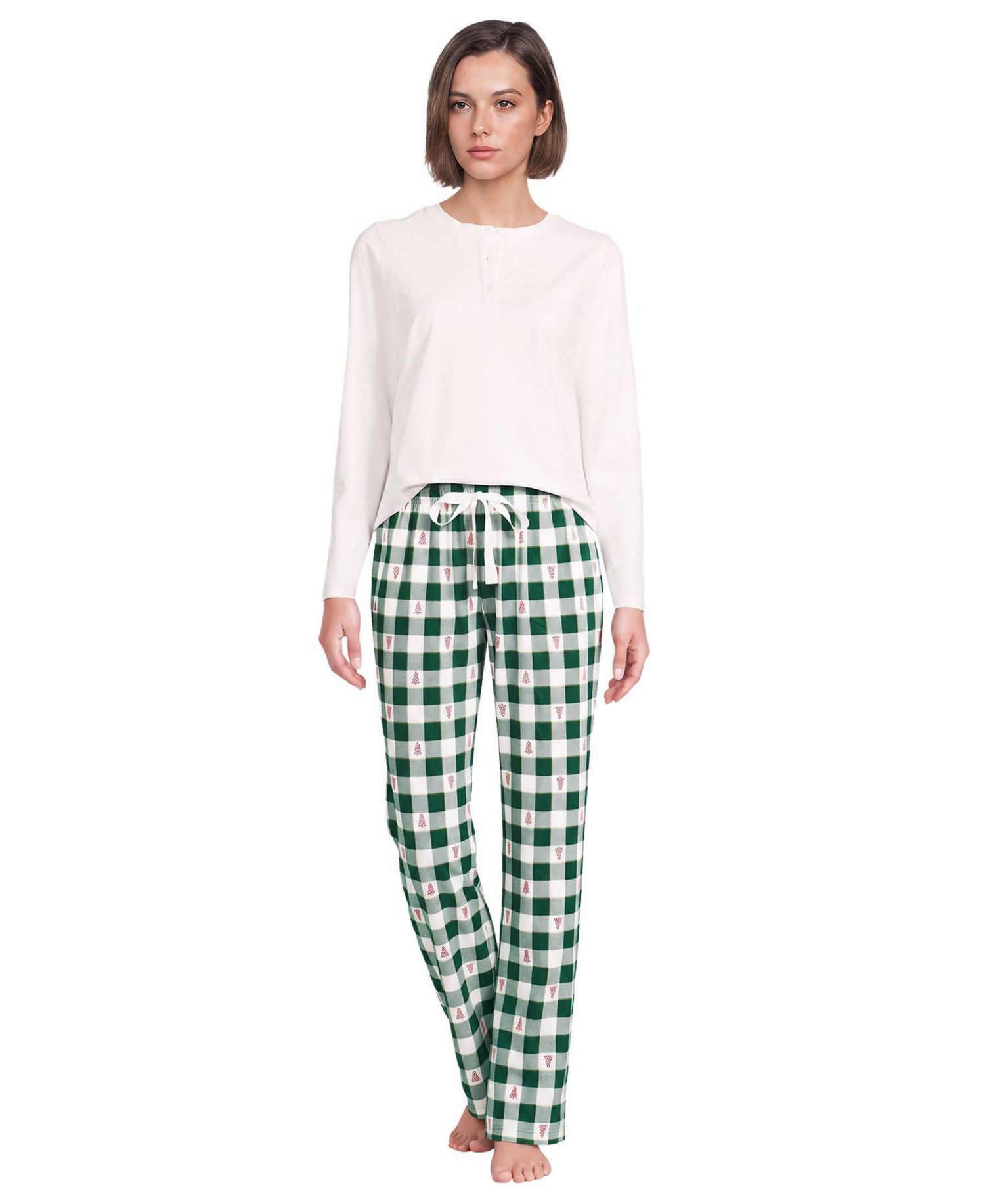 Women's Knit 2 Piece Pajama Set - Long Sleeve Top and Pants