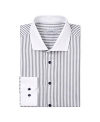 Men's Regular-Fit Striped Contrast-Collar Dress Shirt