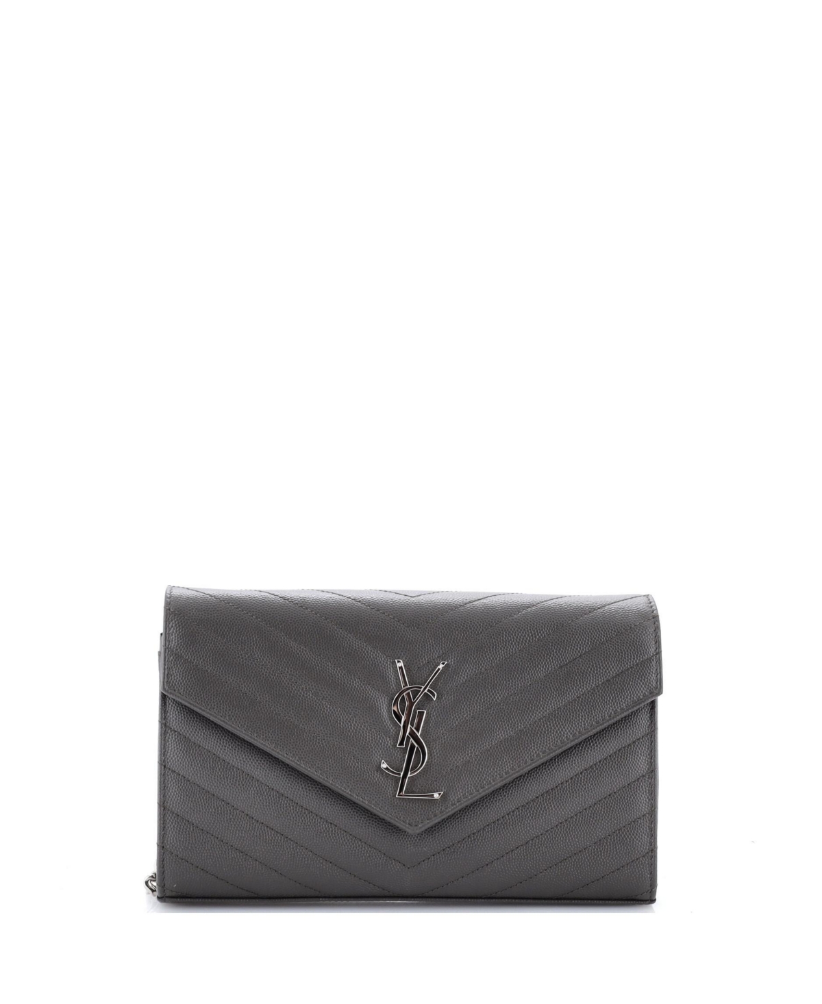 Pre-Owned Saint Laurent Classic Monogram Matelasse-Chevron Crossbody Wallet on Chain