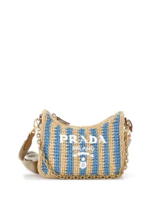 Small Re-Edition 2005 Shoulder Bag Striped Raffia