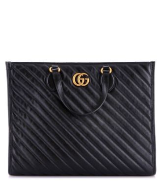 Medium GG Marmont Shopping Tote Diagonal Quilted Leather
