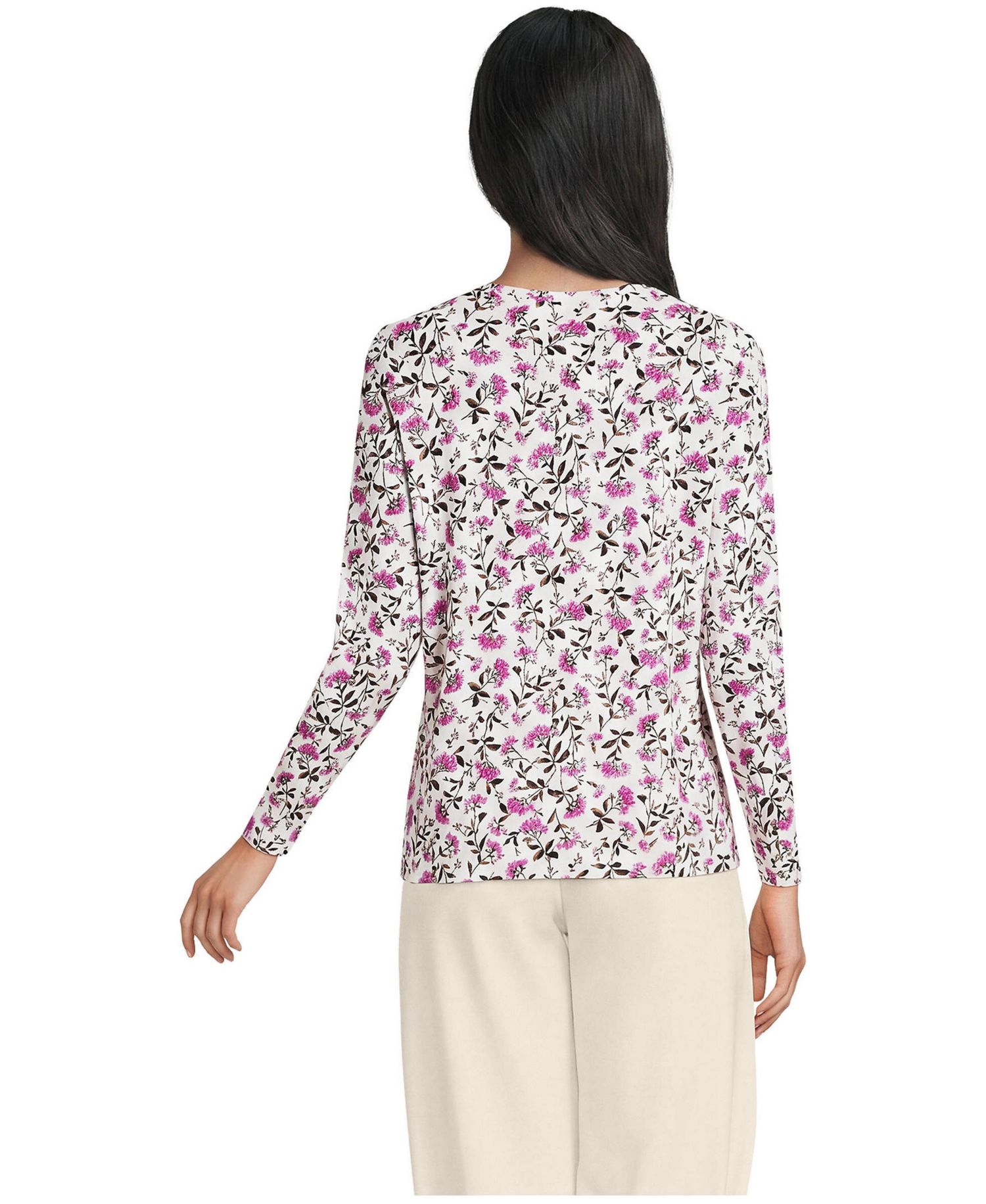 Women's Tall Supima Cotton Long Sleeve V-Neck T-Shirt