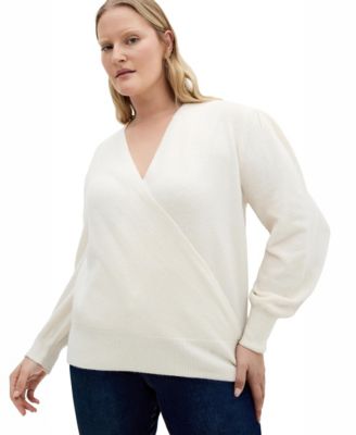 Women's V-Neck Faux Wrap Long Sleeve Knit Sweater