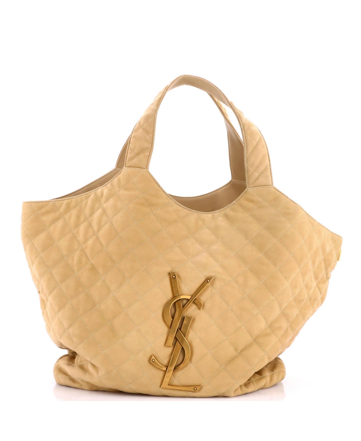 Pre-Owned Saint Laurent Maxi Icare Shopping Tote Quilted Suede - Natural