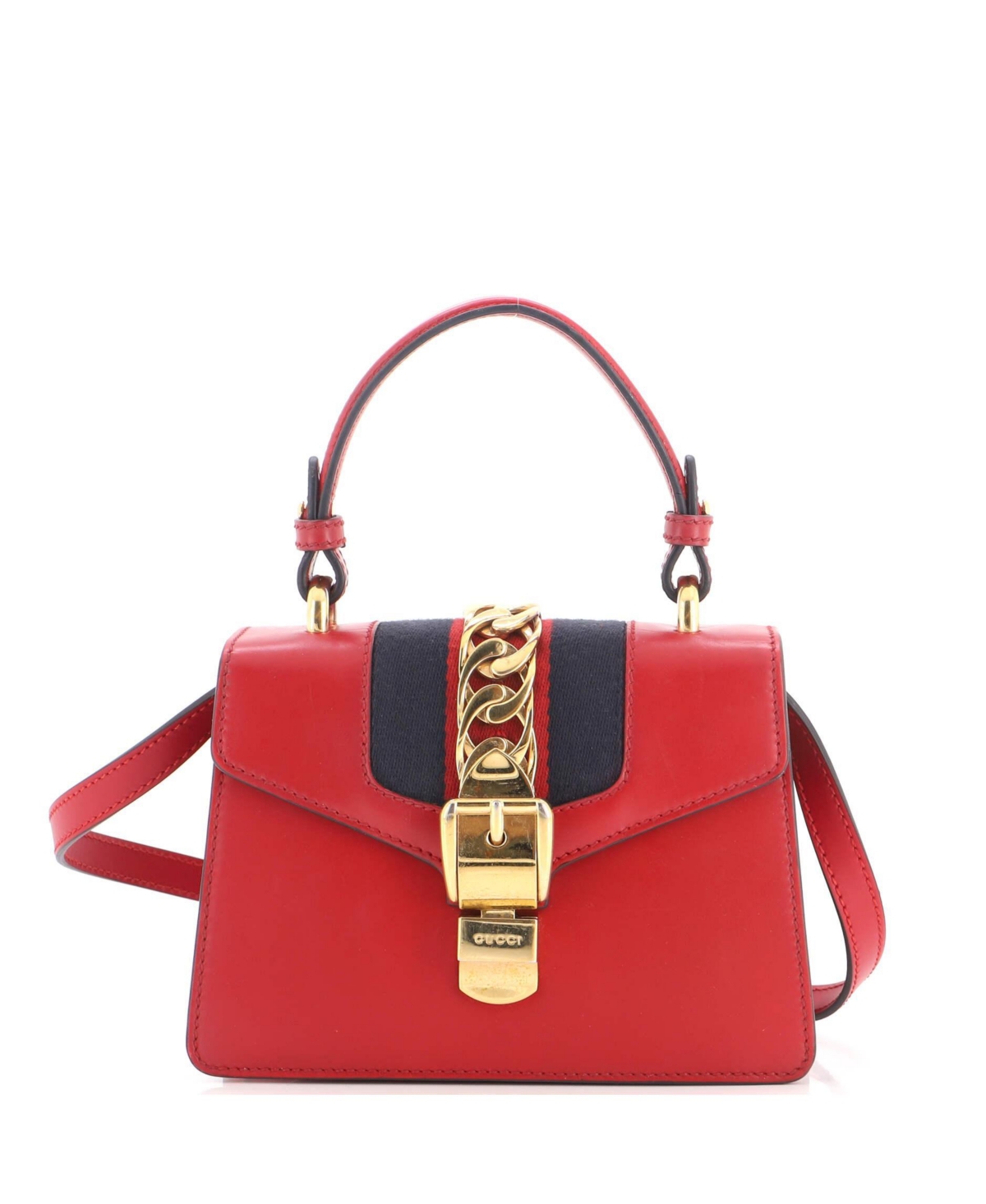 Pre-Owned Gucci Mini Sylvie Top Handle Bag Leather - Red
