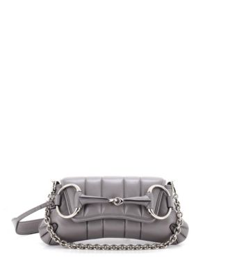 Small Horsebit Chain Shoulder Bag Vertical Quilted Leather