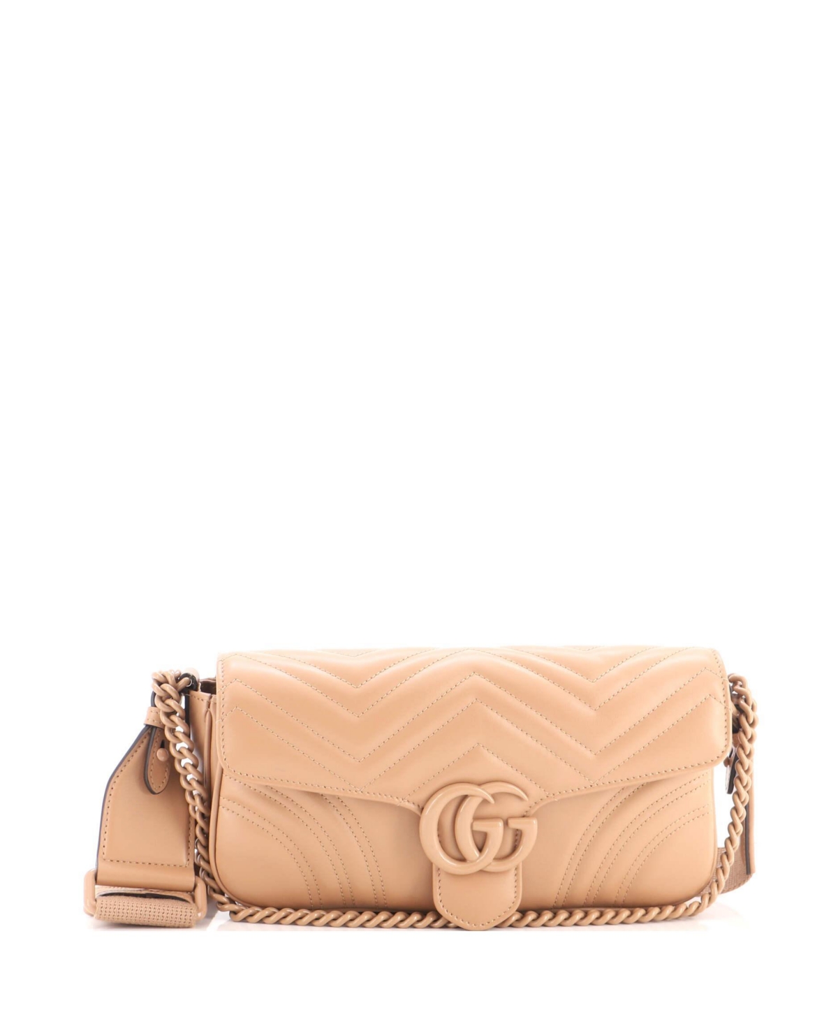 Pre-Owned Gucci Medium Gg Marmont Monochrome Flap Bag Matelasse Leather