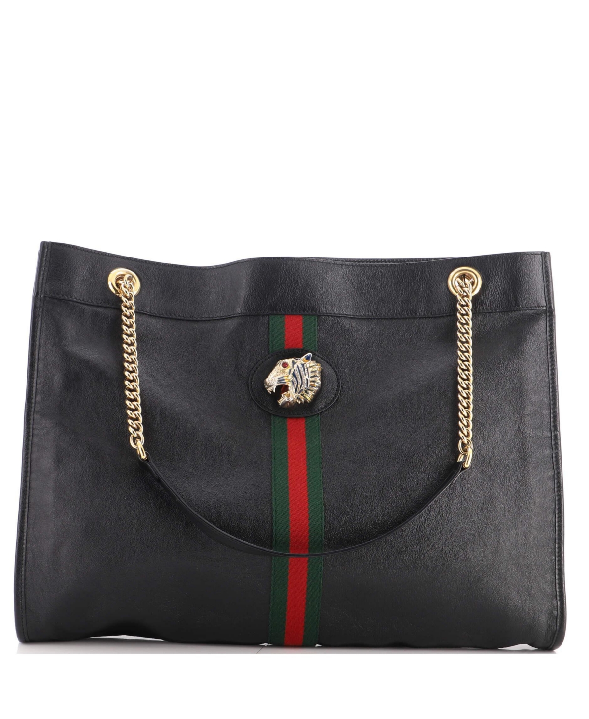 Pre-Owned Gucci Large Rajah Chain Tote Leather - Black