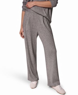 Women's Brushed-Rib High-Waist Wide-Leg Pants