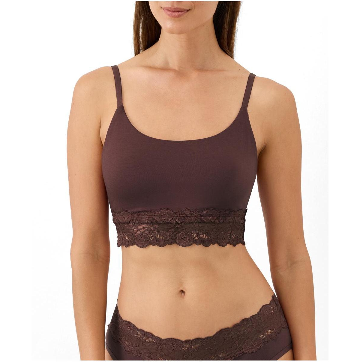 Pact Women's Lace Modern Scoop Bralette Made with Organic Cotton - Plum