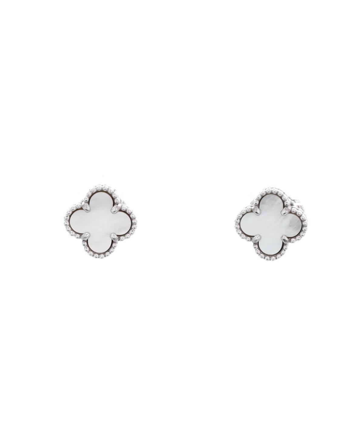 Pre-Owned Van Cleef and Arpels Sweet Alhambra Stud Earrings - 18k white gold