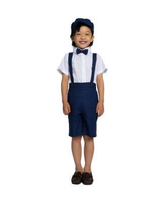 Toddler Boys Eton Safari Linen 5-Piece Shirt, Bowtie, Suspenders, Hat and Shorts Set