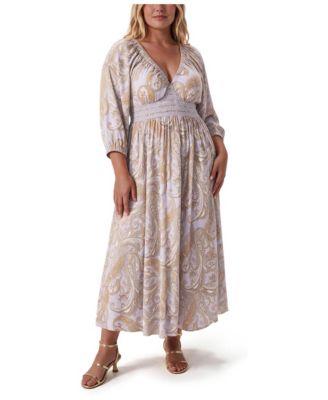 Plus Size Maxi V-Neck Raglan-Sleeve Dress