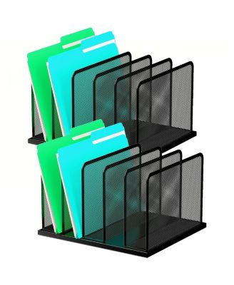 Heavy Duty Steel Mesh Desk File Organizer 5 Section Vertical Desktop Sorter for Office Home Classroom