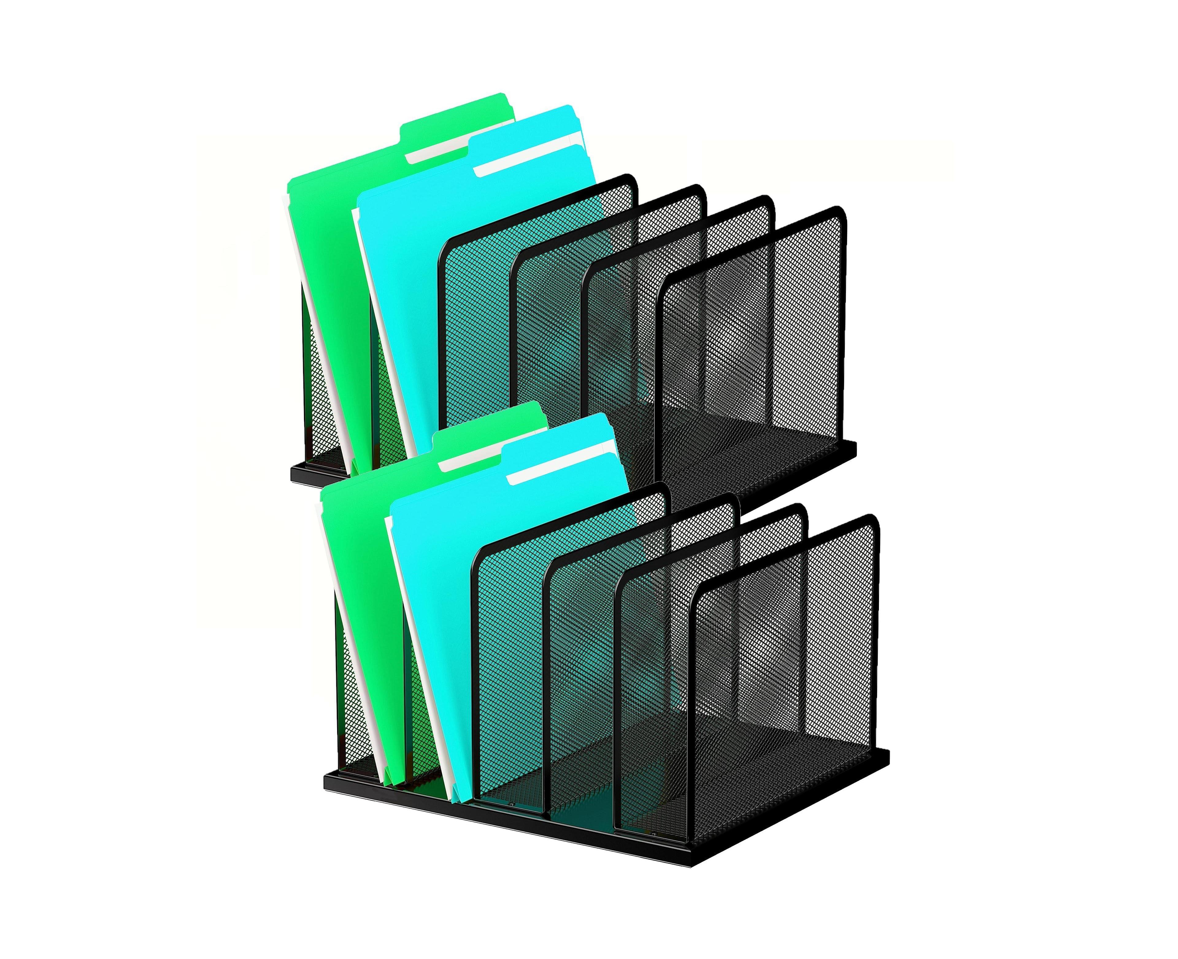 Four Candies Heavy Duty Steel Mesh Desk File Organizer 5 Section Vertical Desktop Sorter for Office Home Classroom