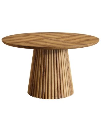 Modern Round Dining Table with Fluted Base for Kitchen and Dining Room