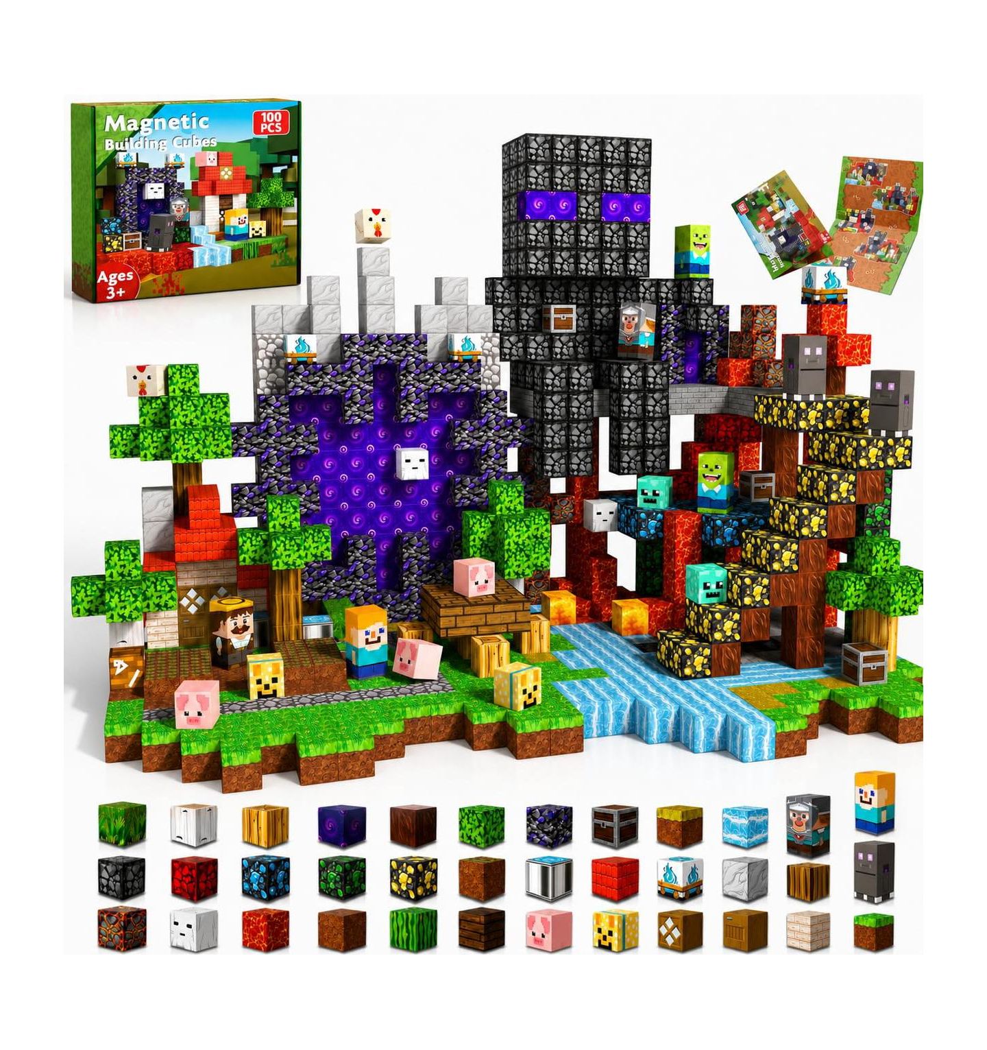 Строительные блоки Gnuadz Minecraft, набор из 100 деталей, от 3 лет, цвет: Разноцветный — фото 1