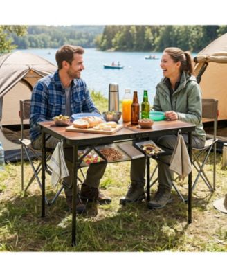 Folding Aluminum Camping Table with Adjustable Height