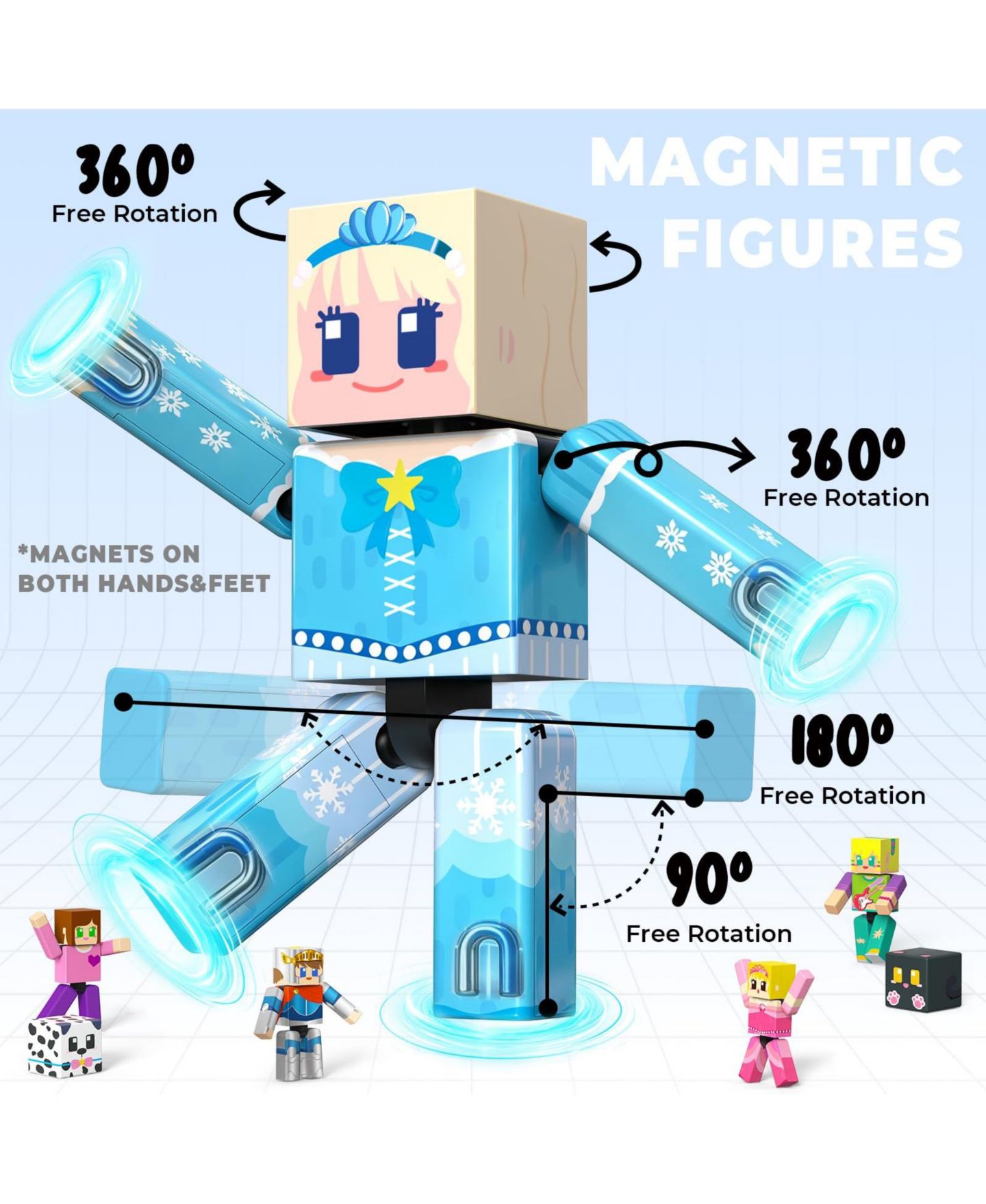 Детский игровой набор GNUADZ Magnetic Rotating-Arms Building Blocks Action Figures Playset, Ages 6+, цвет: Анималистичный — фото 3
