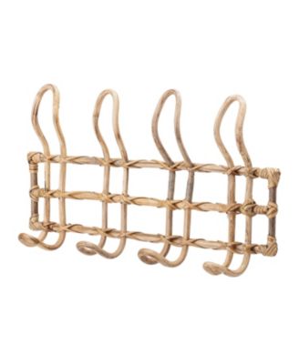 Rattan Wall Hanger with 4 Hooks