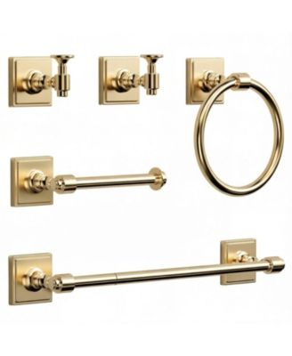 5 Piece 24" Bathroom Hardware Brushed Gold Towel Bar Set SUS304