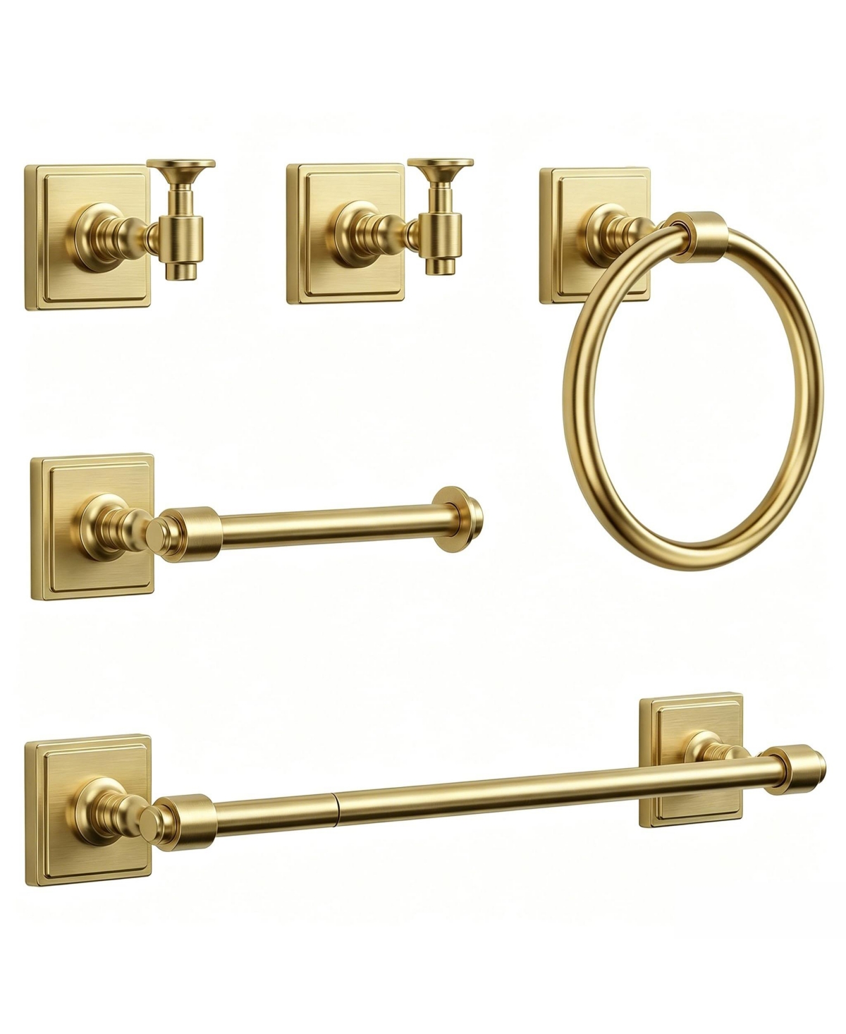 Cyqbd 5 Piece 24" Bathroom Hardware Brushed Gold Towel Bar Set SUS304