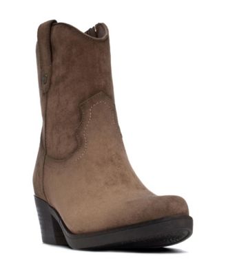 Women's Suede Western Almond-Toe Ankle Booties