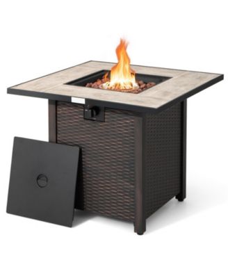 30 in Square Propane Fire Pit Table with Ceramic Tabletop, Heater