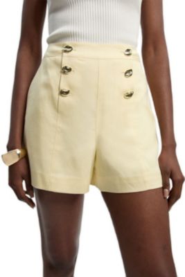 Women's High-Waisted Tailored Button-Front Shorts, 17.72" Inseam