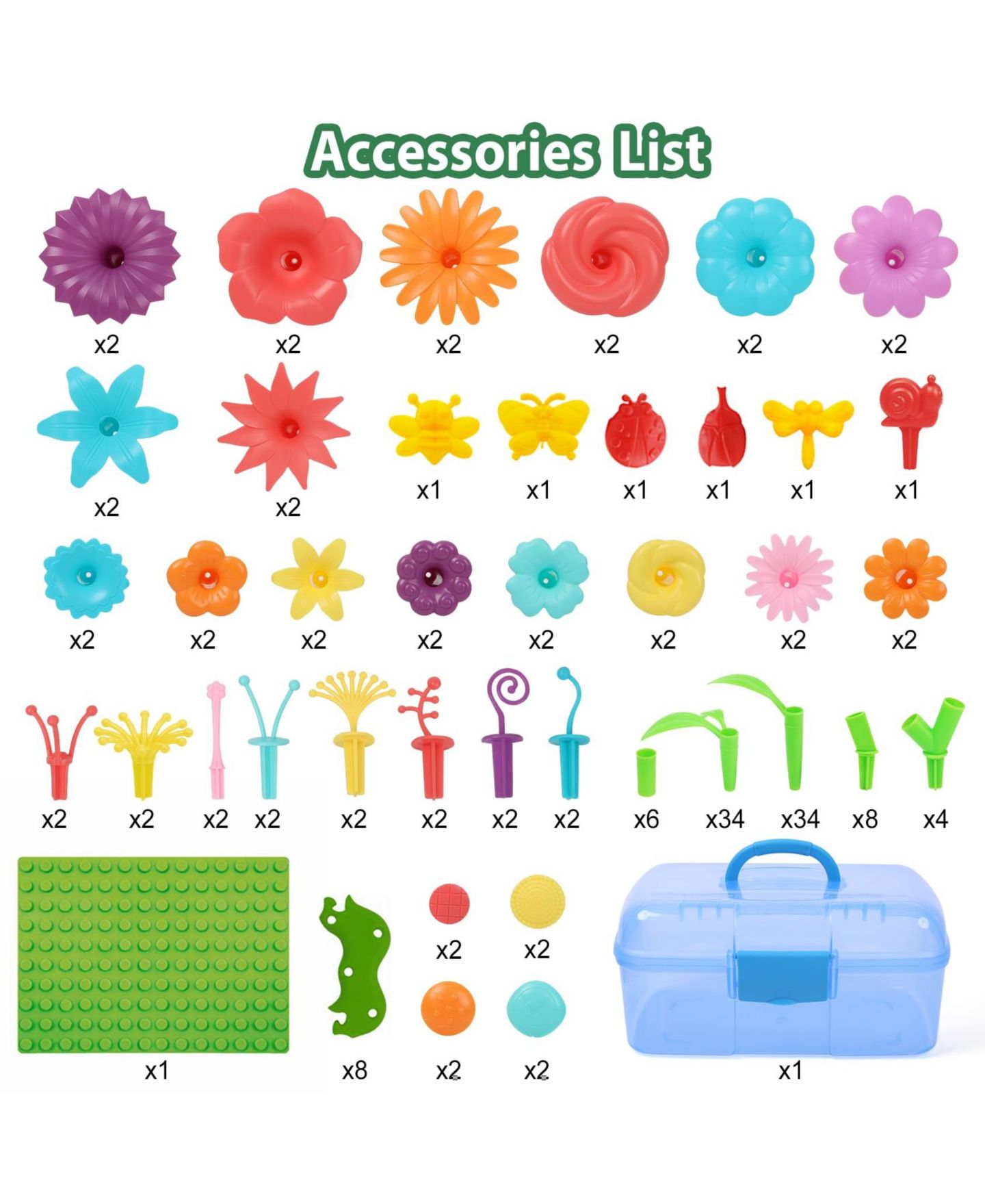 STEM-конструктор Gnuadz «Цветочный сад», 157 деталей, 3-8 лет, цвет: Flower Kit With Storage — фото 2