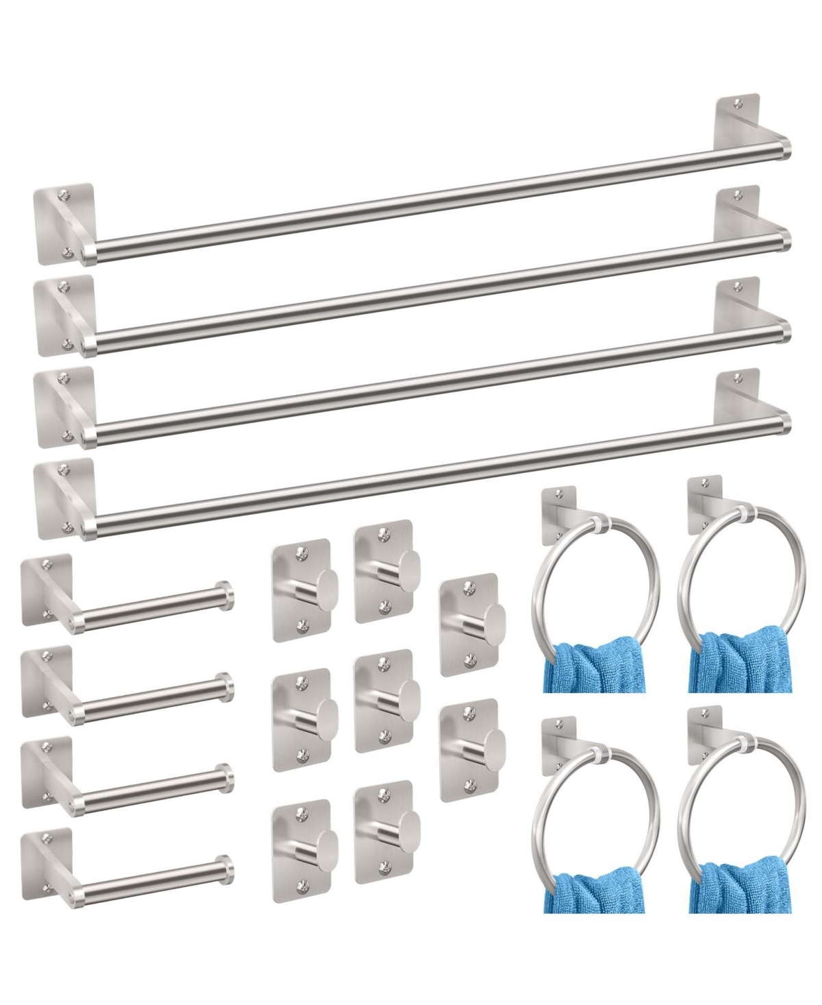 Cyqbd 20 Piece 24" Bathroom Hardware Accessories Set Towel Bar - Brushed nickel