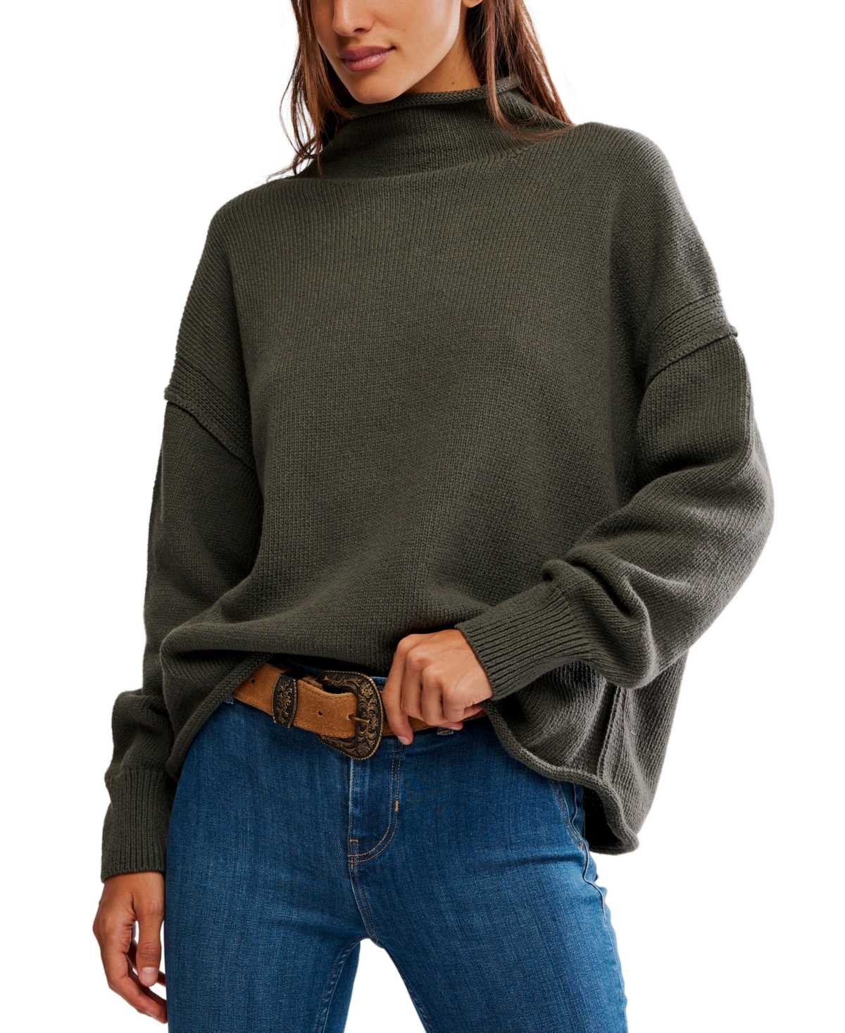 Free People Women's Torres Mock Neck Oversized Long-Sleeve Sweater