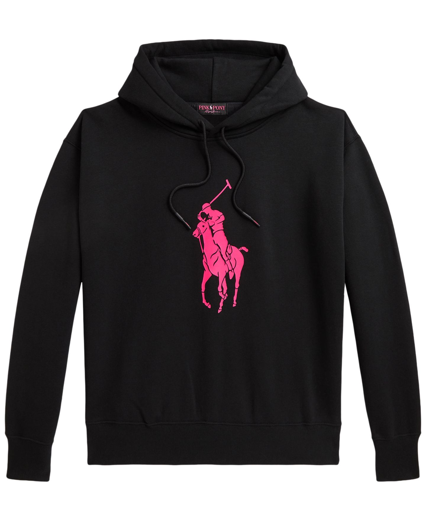 Женское флисовое худи Polo Ralph Lauren Pink Pony с длинным рукавом, цвет: Чёрный — фото 1