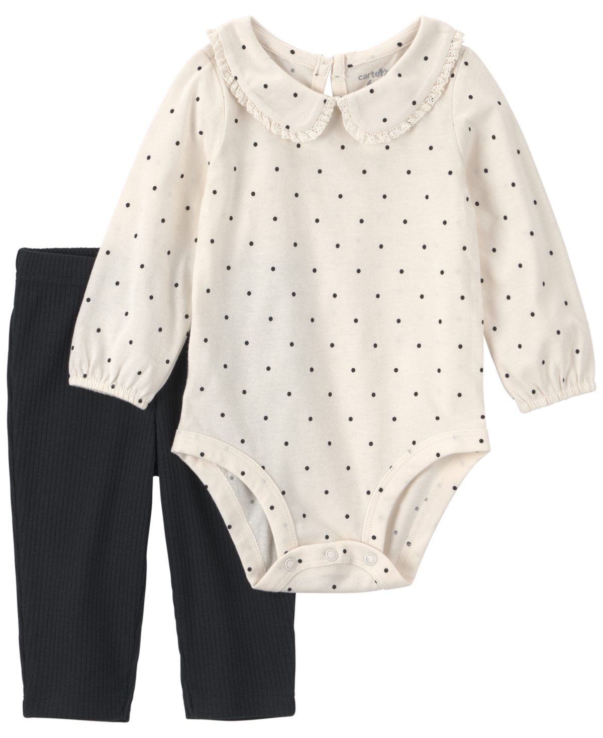 Carter's Baby Girls' Long-Sleeve Peter Pan Collar Polka-Dot Bodysuit and Pants, 2-Piece Set