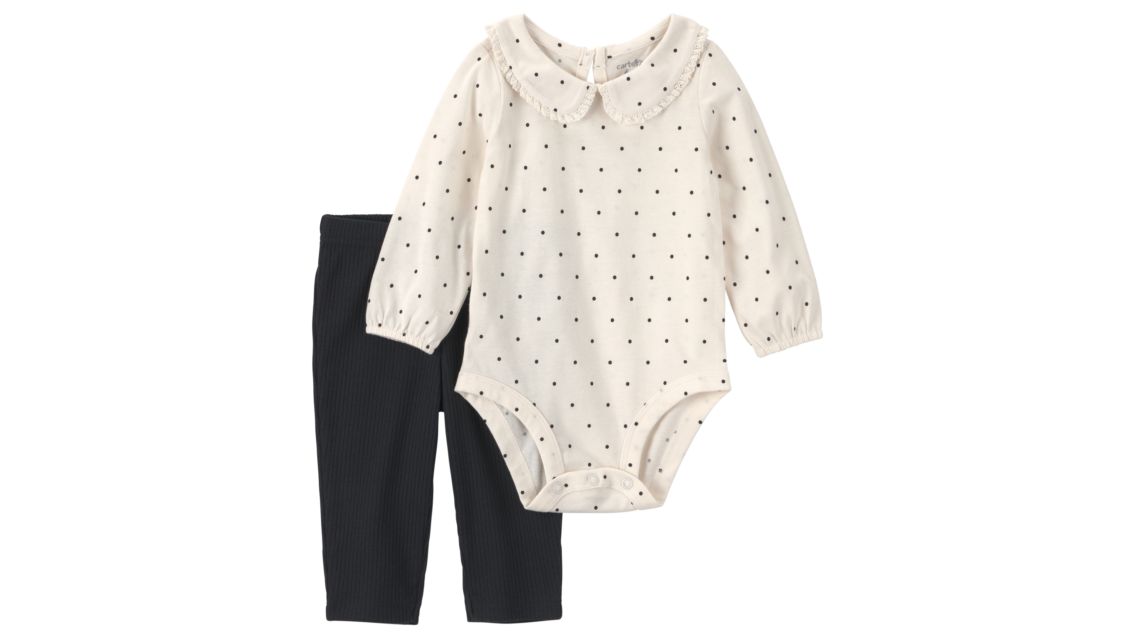 Carter's Baby Girls' Long-Sleeve Peter Pan Collar Polka-Dot Bodysuit and Pants, 2-Piece Set