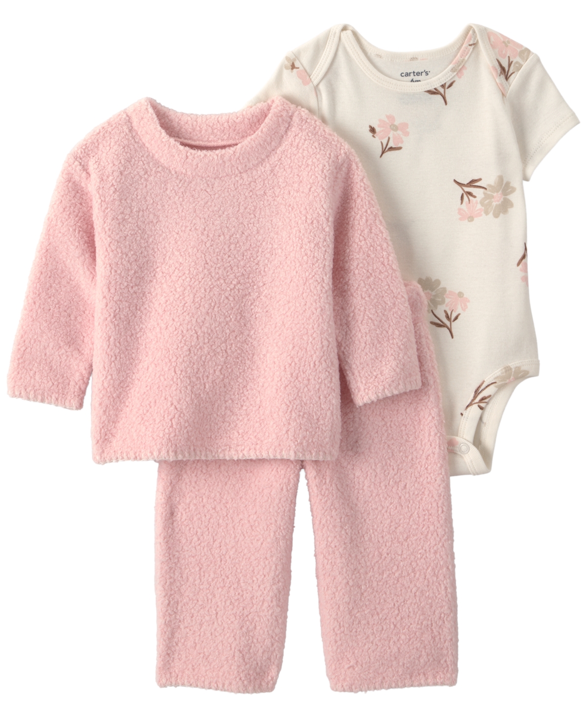 Carter's Baby Girls' Floral Layering Top, Bodysuit, and Pants, 3-Piece Set