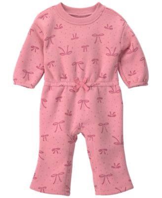Baby Girls' Long-Sleeve Bow Fleece Jumpsuit