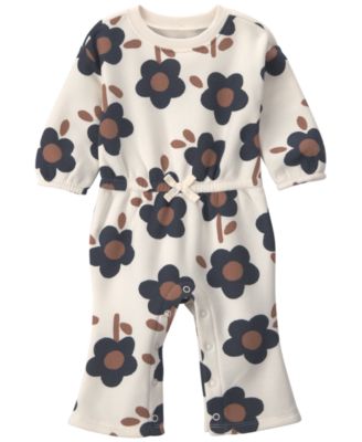 Baby Girls' Floral-Print Long-Sleeve Jumpsuit