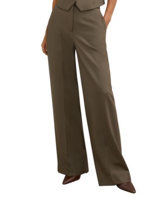 Petite Solene High-Waisted Wide-Leg Wool-Blend Pants