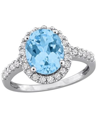 Blue Topaz and Lab-Created White Sapphire Halo Ring (3-5/8 ct. t.w. Blue Topaz, 5/8 ct. t.w. Sapphire) in 10k White Gold