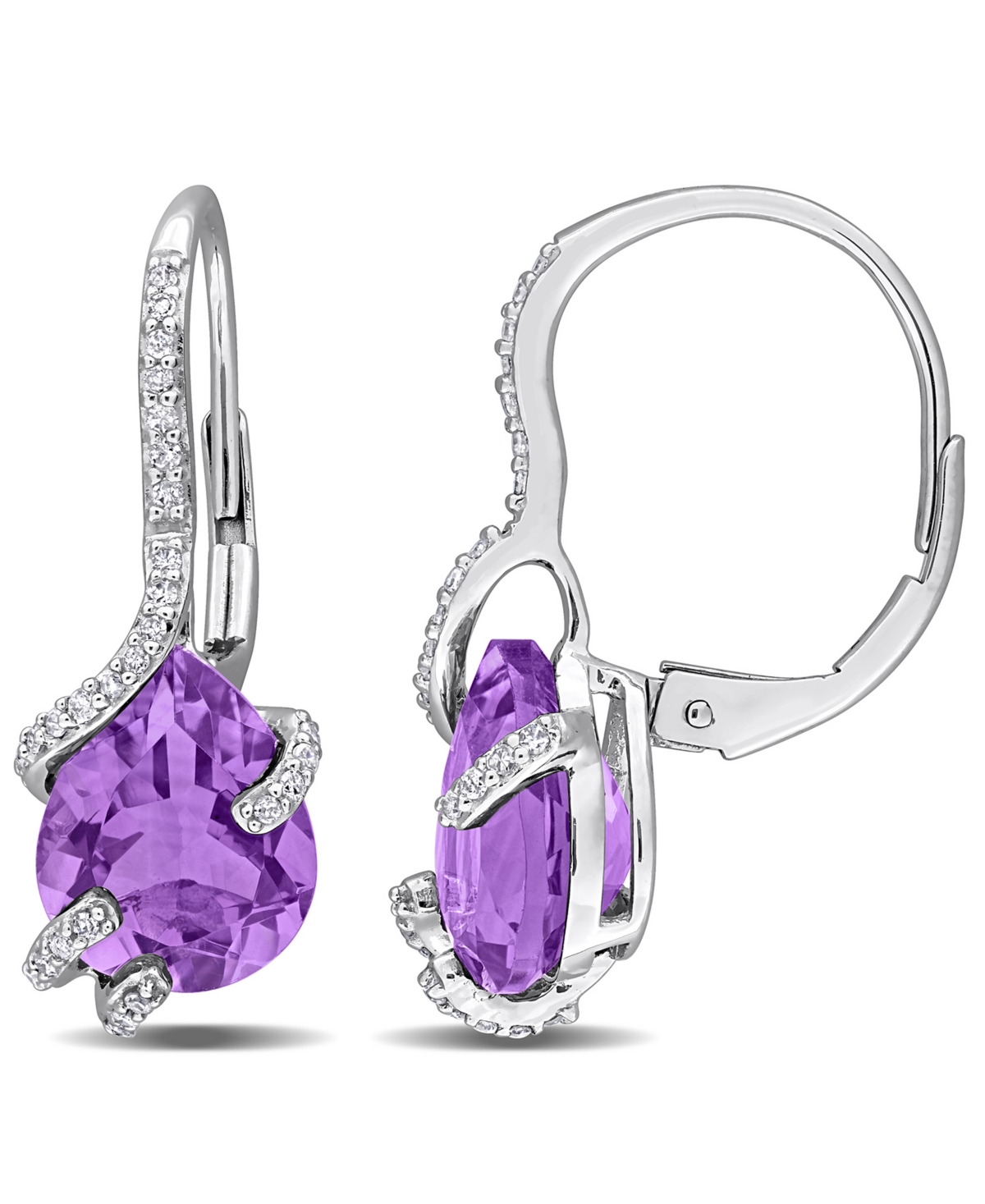 Macy's Amethyst and Diamond Earrings (4 ct. t.w. Amethyst, 1/5 ct. t.w. Diamond) in 10k Rose Gold - Amethyst / 10k White Gold