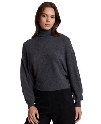 Women's Horizontal Stitch Dolman Cropped Turtleneck Sweater
