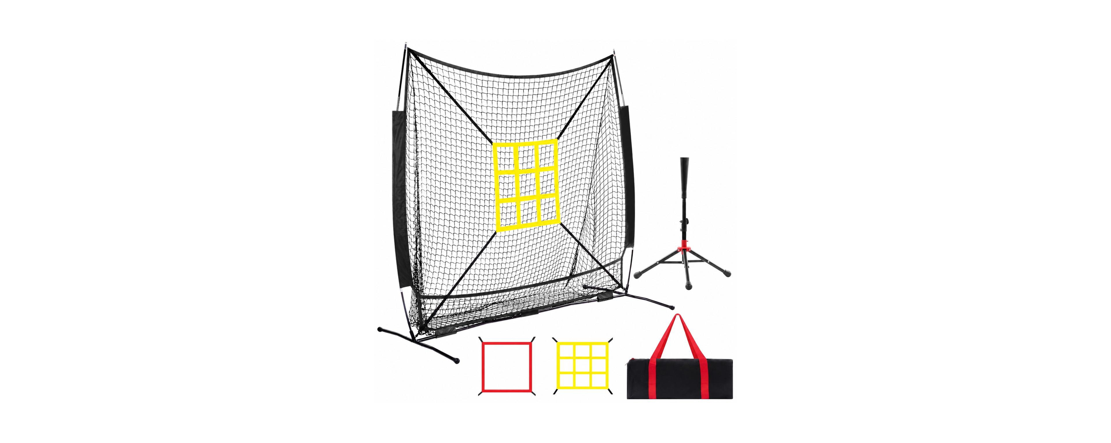 Peneyon 6x6feet Baseball Softball Net With Batting Tee Adjustable Strike Zone Portable Training Set